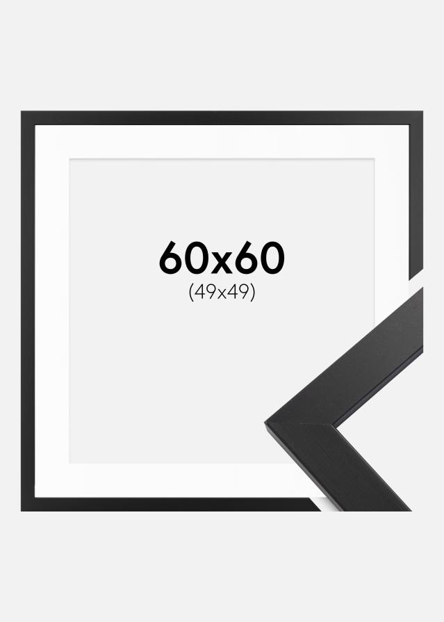 Kehys Black Wood 60x60 cm - Passepartout Valkoinen 50x50 cm