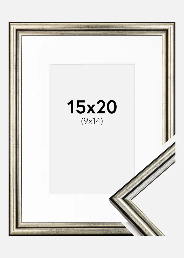 Kehys Horndal Hopea 15x20 cm - Passepartout Valkoinen 10x15 cm