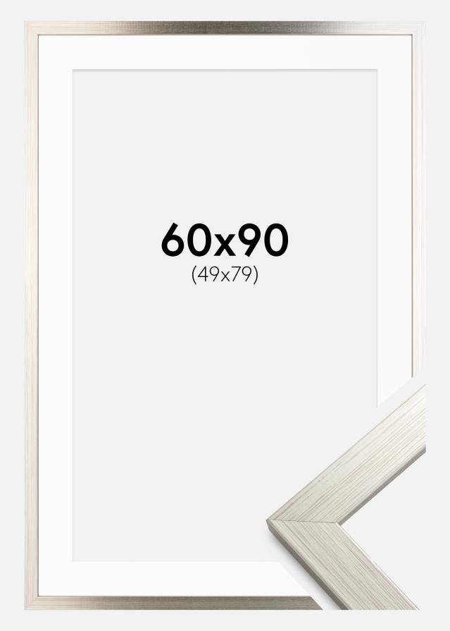 Kehys Silver Wood 60x90 cm - Passepartout Valkoinen 50x80 cm