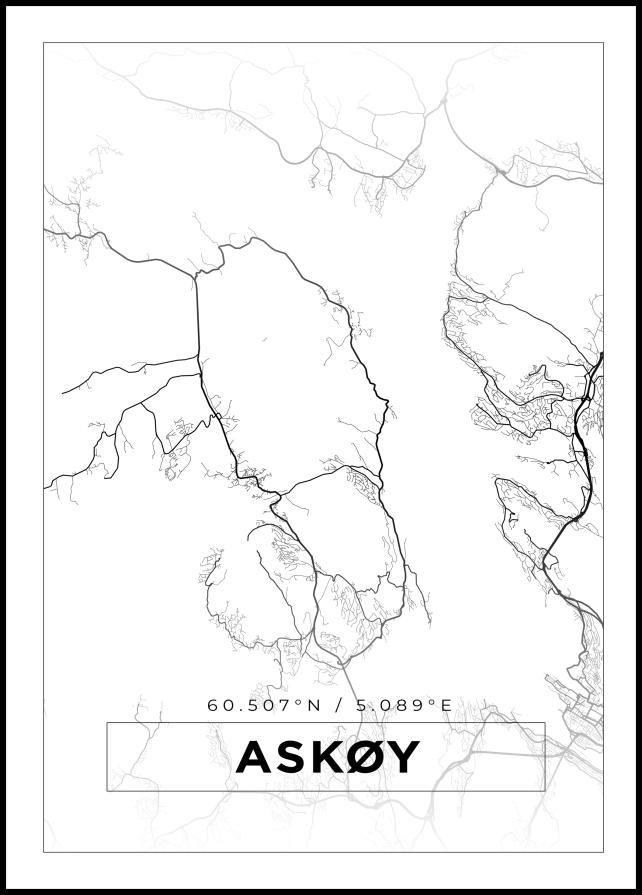 Kartta - Askøy - Valkoinen Juliste