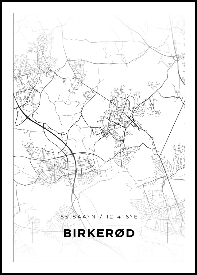 Kartta - Birkerød - Valkoinen Juliste