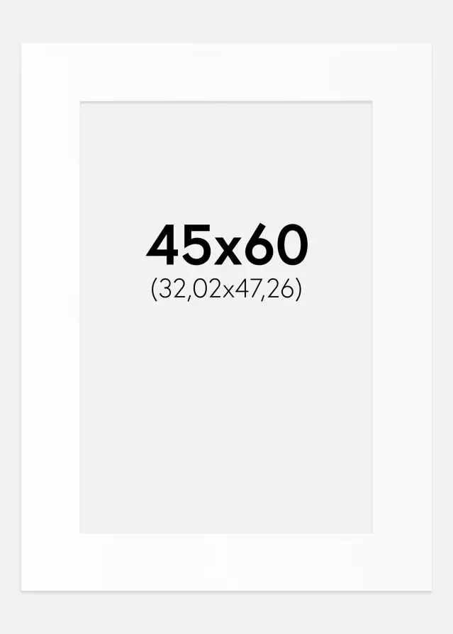 Passepartout Valkoinen Standard (Valkoinen keskus) 45x60 cm (32,02x47,26)