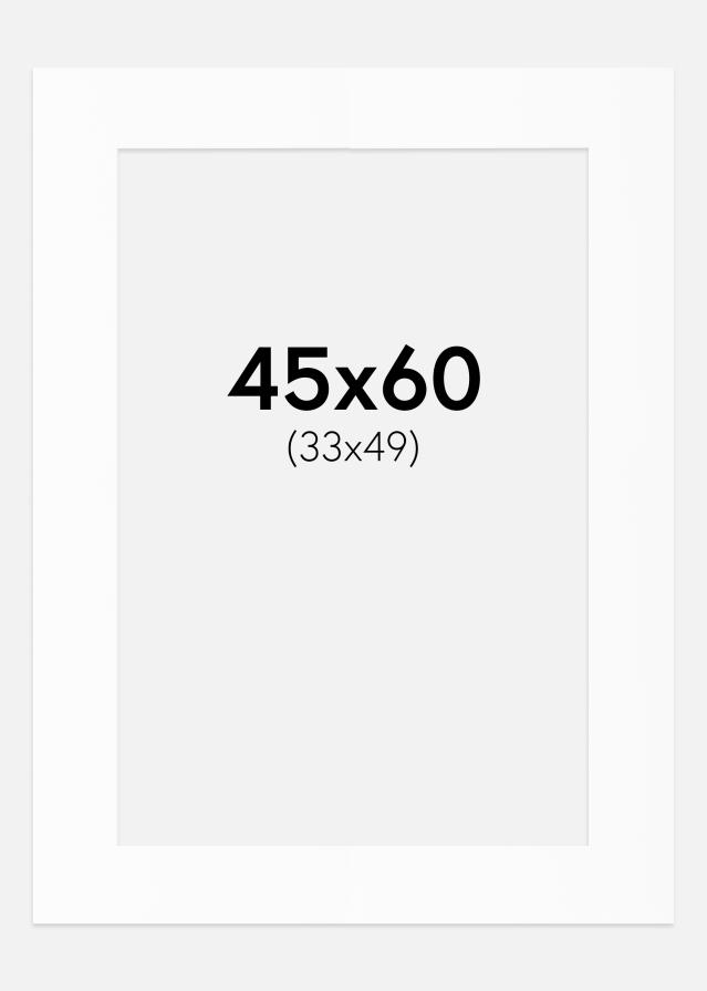 Passepartout Valkoinen Standard (Valkoinen keskus) 45x60 cm (33x49)