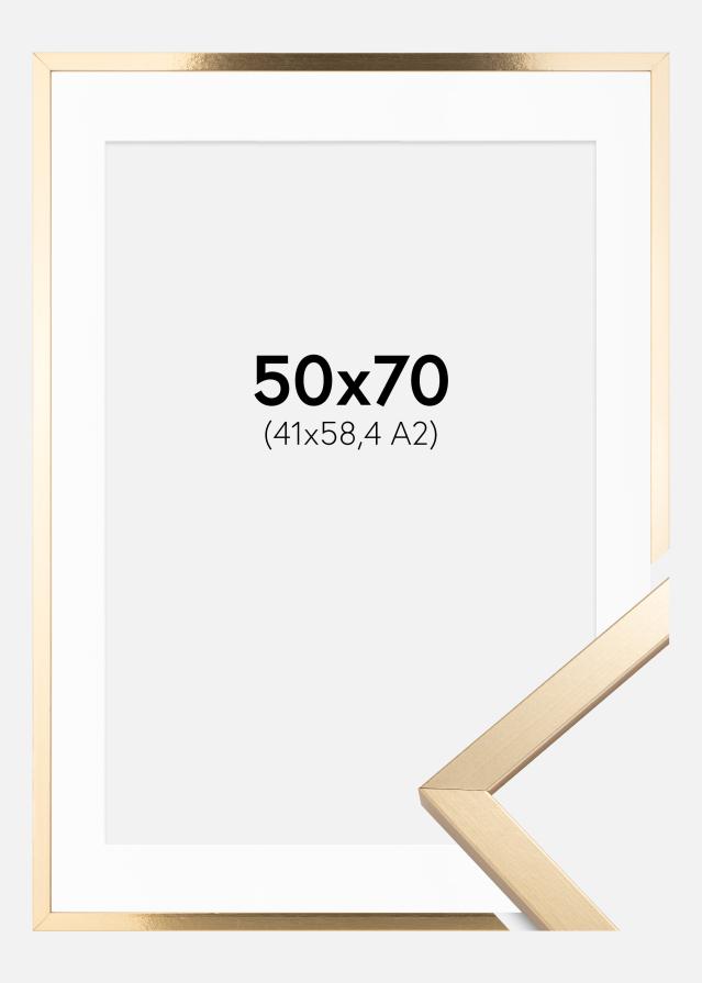 Kehys Trendy Kulta 50x70 cm - Passepartout Valkoinen 42x59,4 cm (A2)