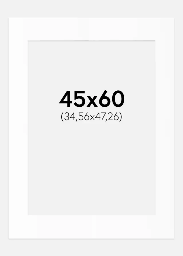 Passepartout Valkoinen Standard (Valkoinen keskus) 45x60 cm (34,56x47,26)