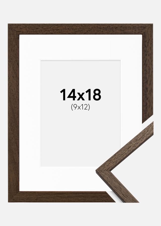 Kehys Edsbyn Saksanpähkinä 14x18 cm - Passepartout Valkoinen 10x13 cm