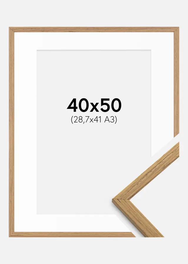 Kehys Edsbyn Tiikki 40x50 cm - Passepartout Valkoinen 29,7x42 cm (A3)