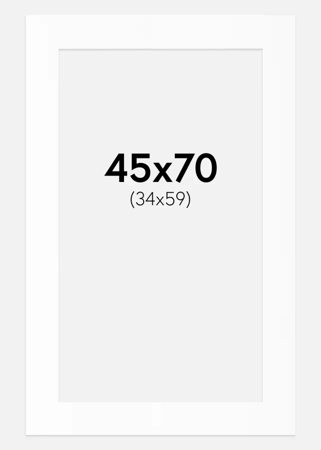 Passepartout Valkoinen Standard (Valkoinen keskus) 45x70 cm (34x59)