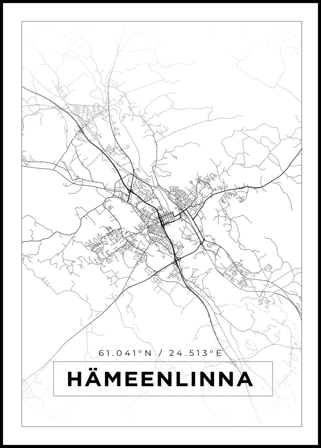 Kartta - Hämeenlinna - Valkoinen Juliste