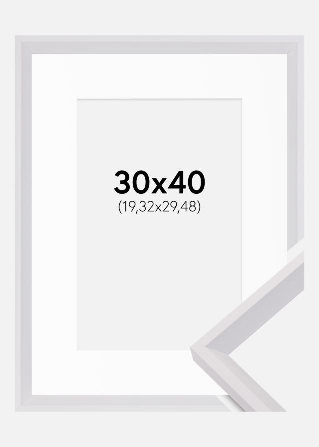 Kehys Globe Valkoinen 30x40 cm - Passepartout Valkoinen 8x12 tuumaa