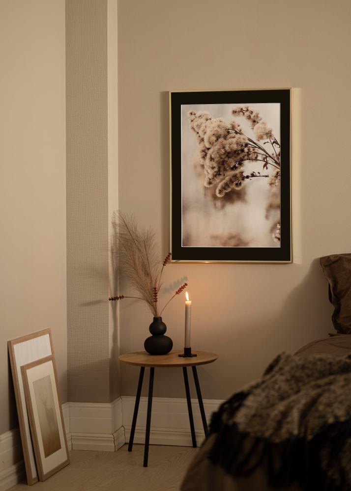 Kehys Alumiini Kiiltävä Kulta 70x100 cm - Paspatuuri Musta 59,4x84 cm (A1)