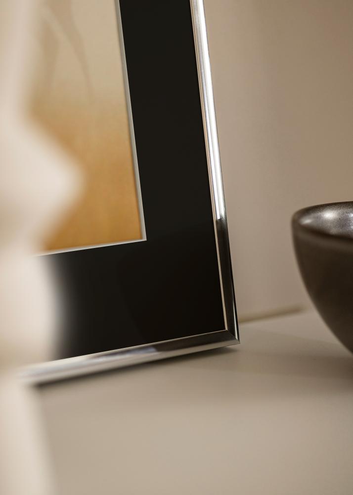 Kehys Alumiini Kiiltävä Hopea 70x100 cm - Paspatuuri Musta 62x85 cm