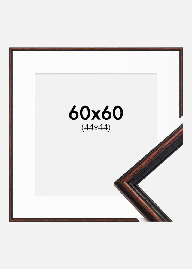 Kehys Horndal Saksanpähkinä 60x60 cm - Passepartout Valkoinen 45x45 cm