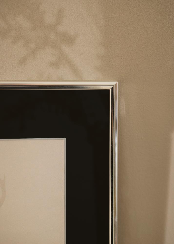 Kehys Alumiini Kiiltävä Hopea 70x100 cm - Paspatuuri Musta 62x85 cm