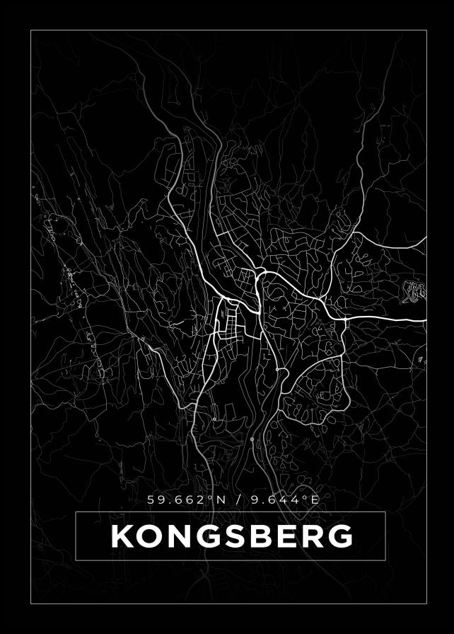 Kartta - Kongsberg - Musta Juliste