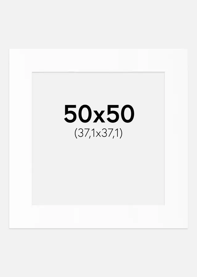 Passepartout Valkoinen Standard (Valkoinen keskus) 50x50 cm (37,1x37,1)