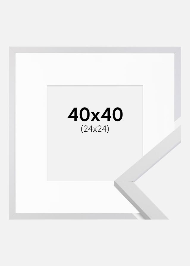 Kehys Trendy Valkoinen 40x40 cm - Passepartout Valkoinen 25x25 cm