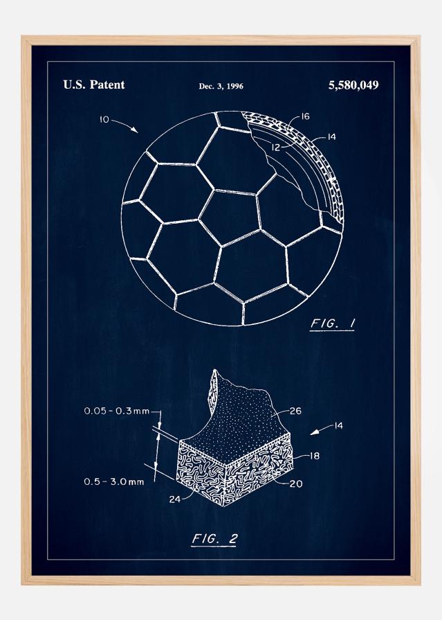 Patent Print - Football - Blue Juliste