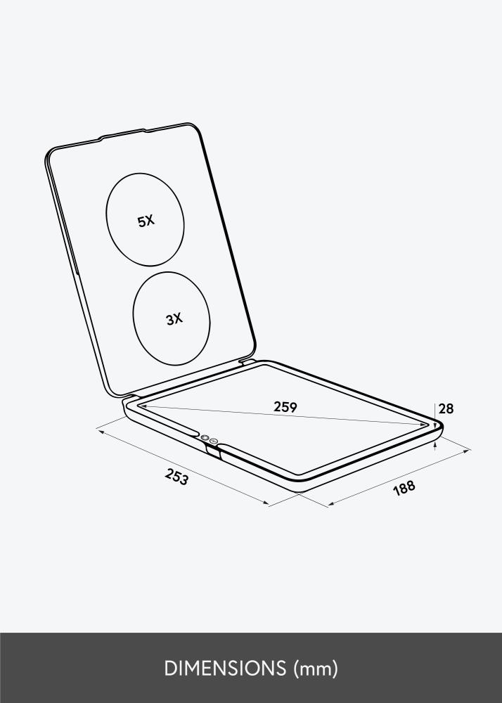 KAILA Meikkipeili Travel LED Ladattava Valkoinen 19x25 cm
