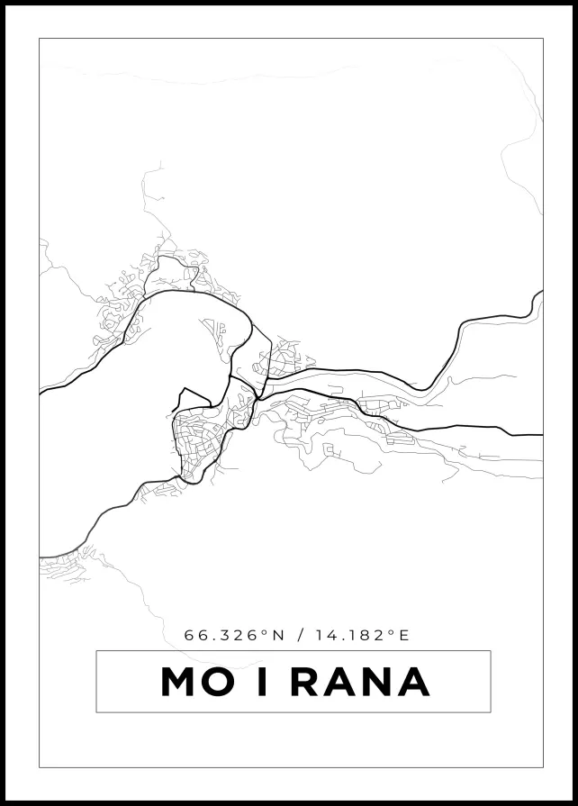 Kartta - Mo I Rana - Valkoinen Juliste