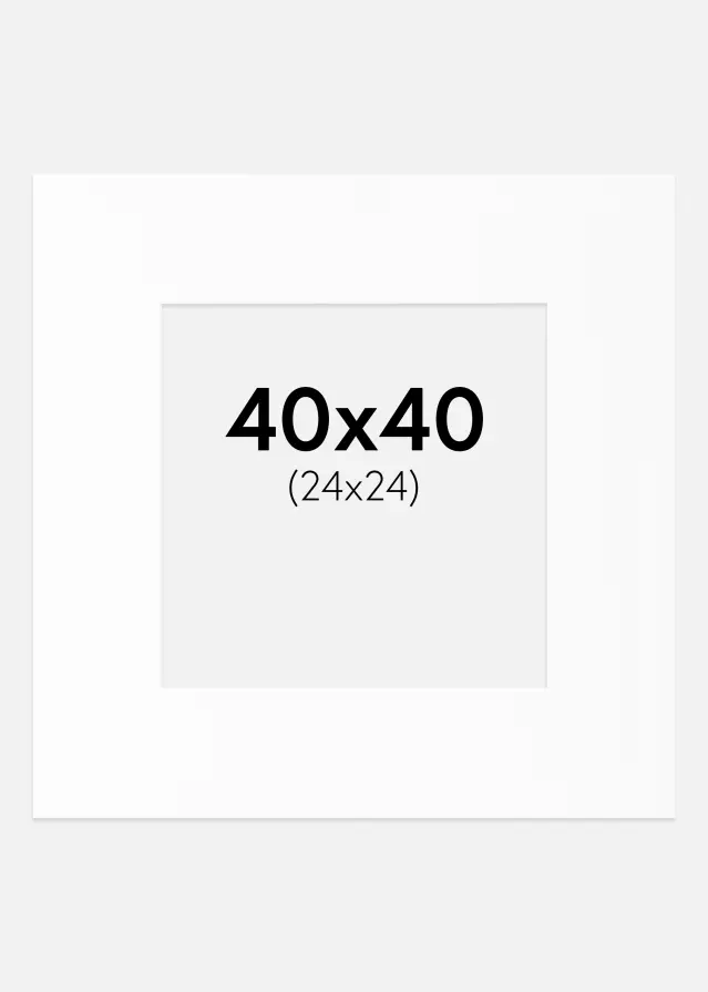 Passepartout Valkoinen Standard (Valkoinen keskus) 40x40 cm (24x24)