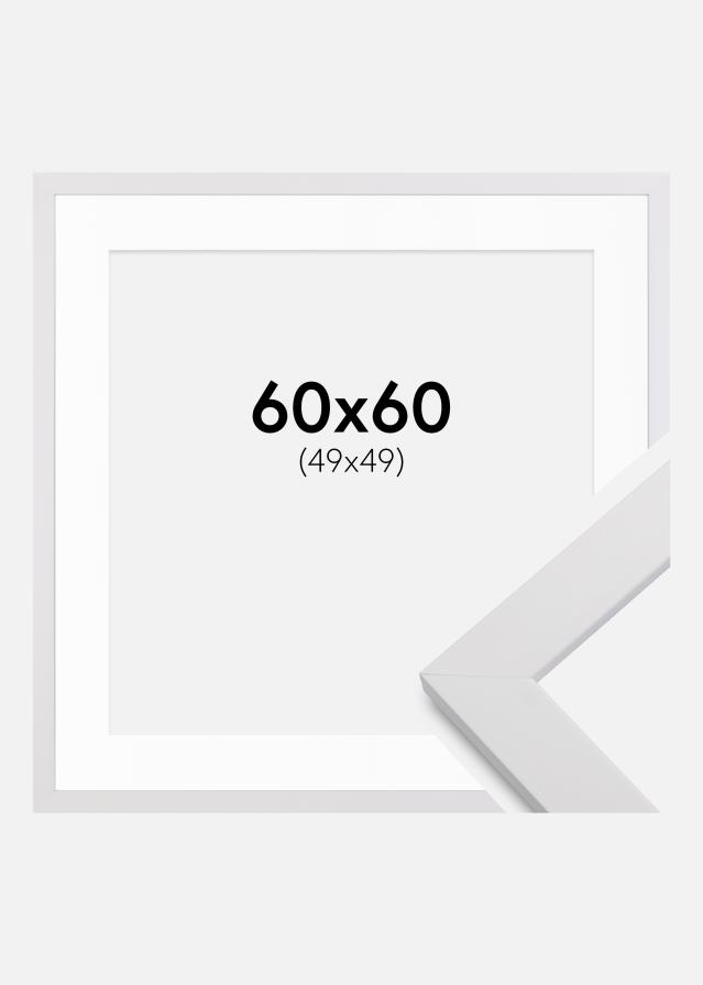 Kehys White Wood 60x60 cm - Passepartout Valkoinen 50x50 cm
