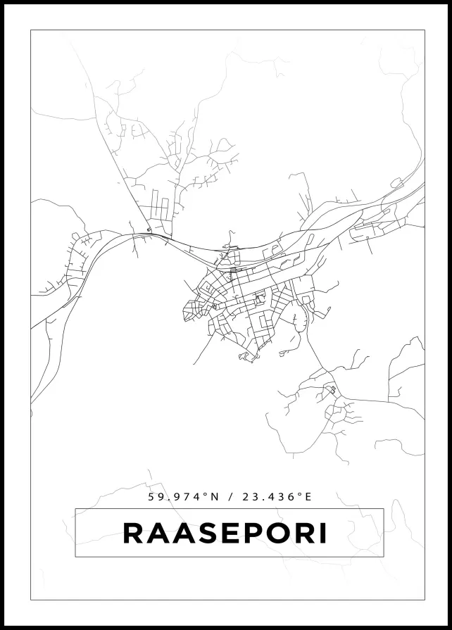 Kartta - Raasepori - Valkoinen Juliste