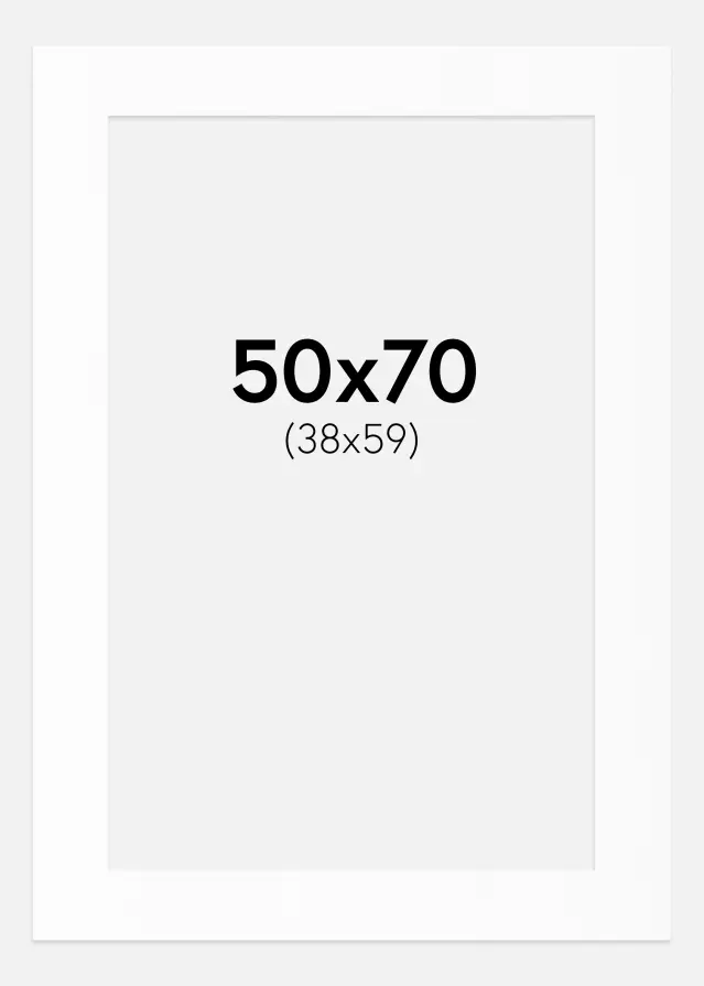Passepartout Valkoinen Standard (Valkoinen keskus) 50x70 cm (38x59)