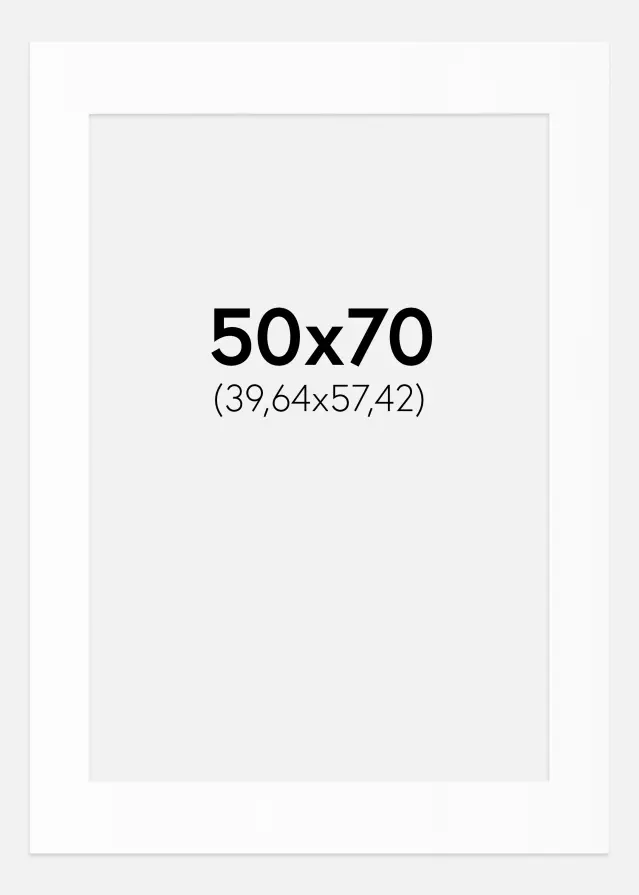 Passepartout Valkoinen Standard (Valkoinen keskus) 50x70 cm (39,64x57,42)