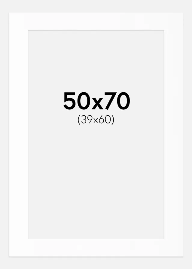 Passepartout Valkoinen Standard (Valkoinen keskus) 50x70 cm (39x60)