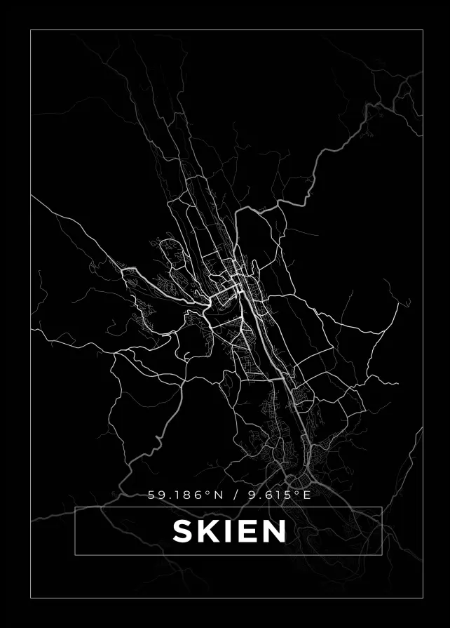 Kartta - Skien - Musta Juliste