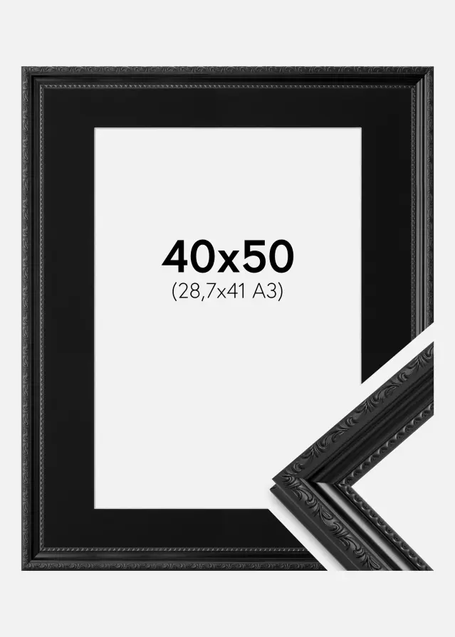 Kehys Abisko Musta 40x50 cm - Paspatuuri Musta 29,7x42 cm (A3)