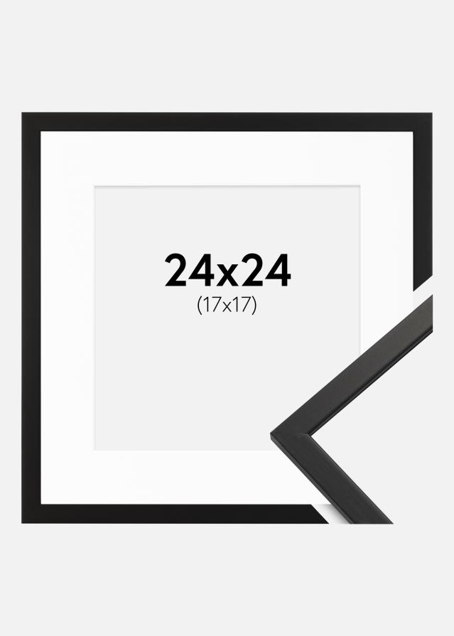 Kehys Edsbyn Musta 24x24 cm - Passepartout Valkoinen 18x18 cm