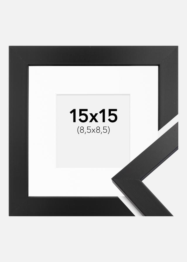 Kehys Black Wood 15x15 cm - Passepartout Valkoinen 9x9 cm