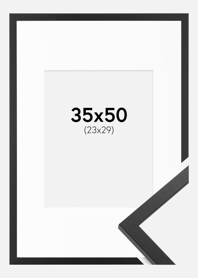 Kehys Trendy Musta 35x50 cm - Passepartout Valkoinen 24x30 cm