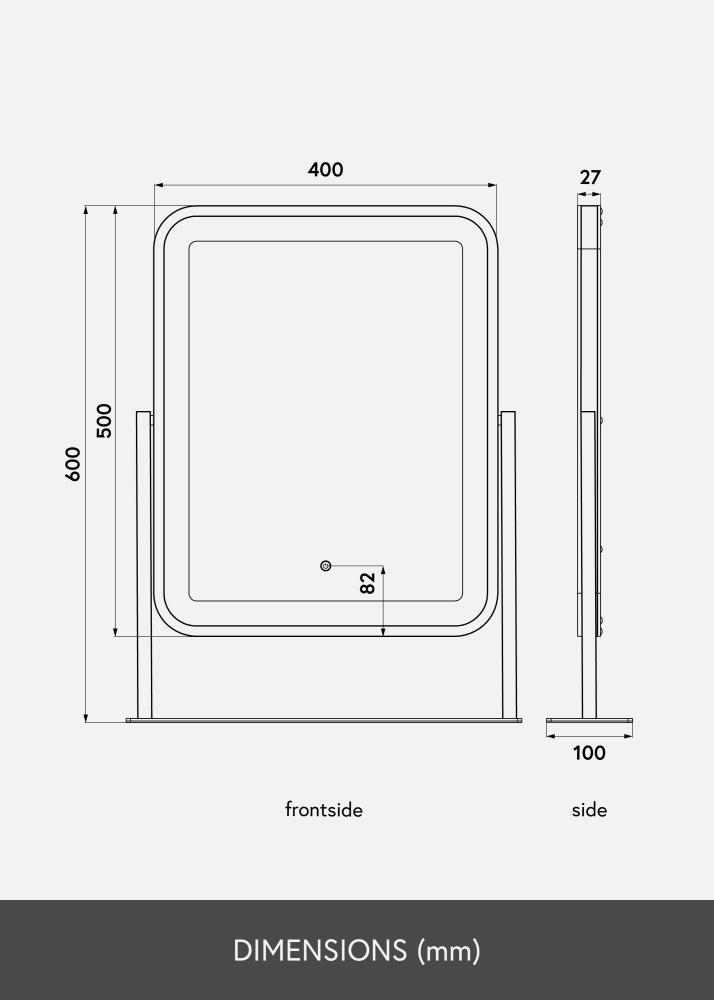 KAILA Meikkipeili III Musta - 45x60 cm