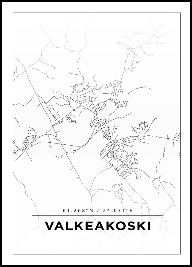 Kartta - Valkeakoski - Valkoinen Juliste