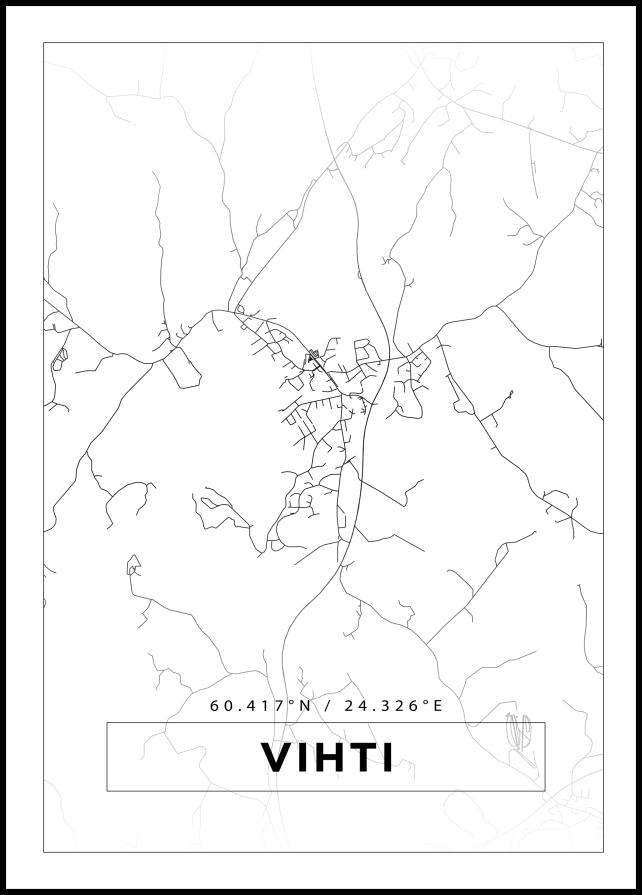 Kartta - Vihti - Valkoinen Juliste