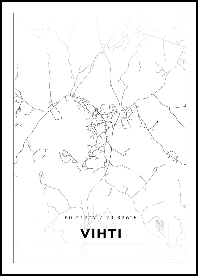 Kartta - Vihti - Valkoinen Juliste