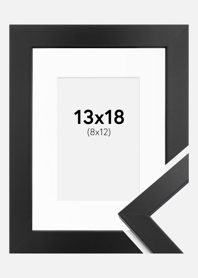 Kehys Black Wood 13x18 cm - Passepartout Valkoinen 9x13 cm