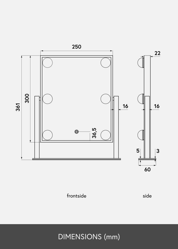 KAILA Meikkipeili VII Valkoinen - 30x36 cm