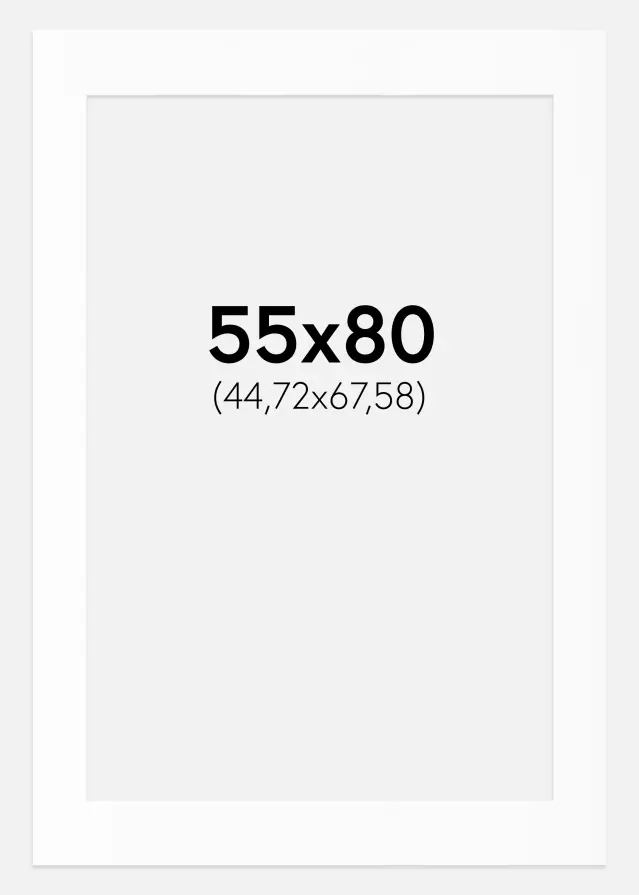 Passepartout Valkoinen Standard (Valkoinen keskus) 55x80 cm (44,72x67,58)