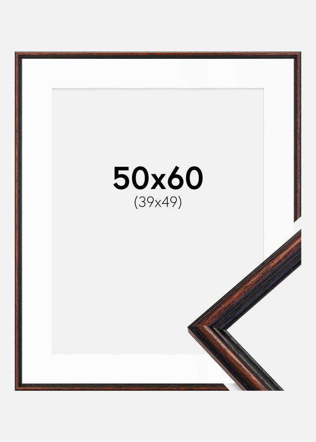 Kehys Horndal Saksanpähkinä 50x60 cm - Passepartout Valkoinen 40x50 cm