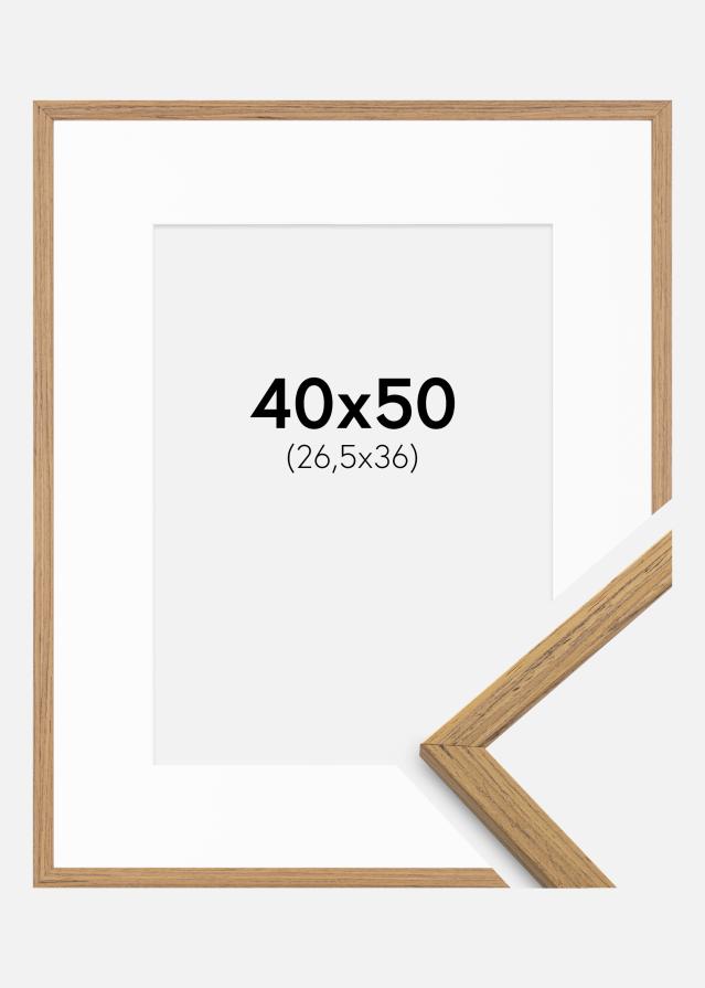 Kehys Edsbyn Tiikki 40x50 cm - Passepartout Valkoinen 27,5x37 cm