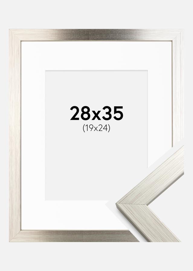 Kehys Silver Wood 28x35 cm - Passepartout Valkoinen 20x25 cm