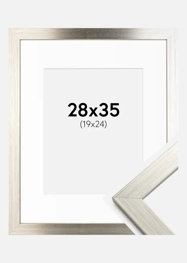 Kehys Silver Wood 28x35 cm - Passepartout Valkoinen 20x25 cm
