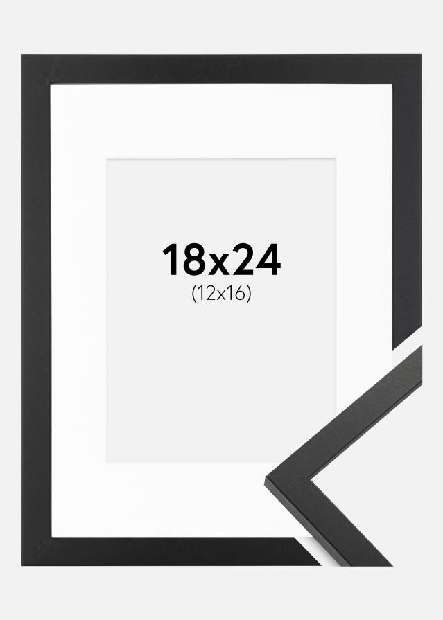 Kehys Trendy Musta 18x24 cm - Passepartout Valkoinen 13x17 cm