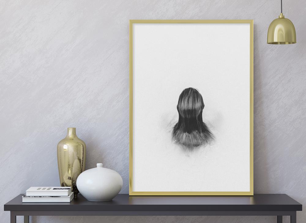 Kehys Poster Frame Aluminum Gold 70x100 cm - Passepartout Musta 59,4x84 cm