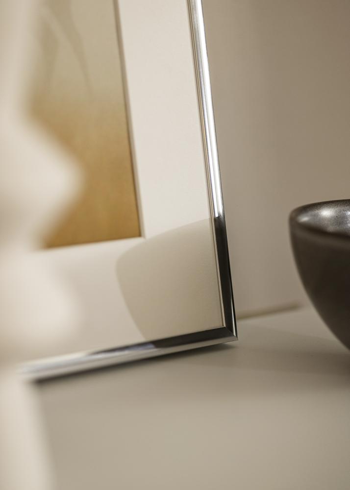 Kehys Alumiini Kiiltävä Hopea 30x40 cm - Passepartout Valkoinen 20x30 cm