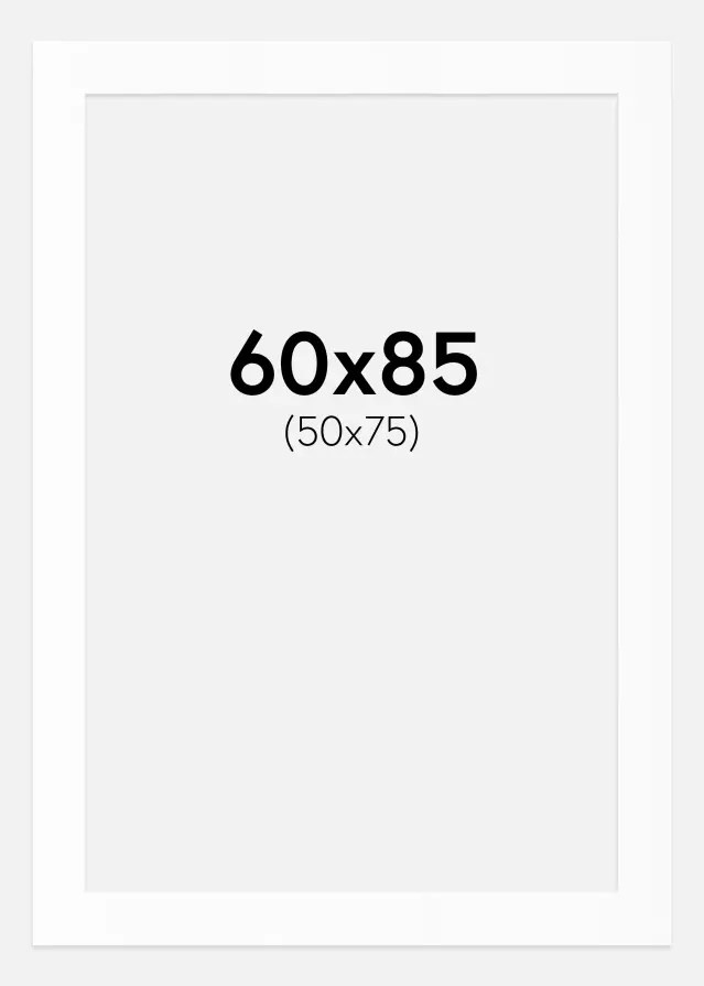 Passepartout Valkoinen Standard (Valkoinen keskus) 60x85 cm (50x75)